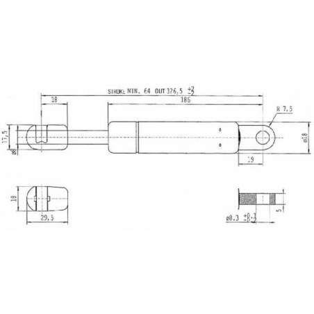 Sprężyna gazowa L326.5 mm 110N Stabilus