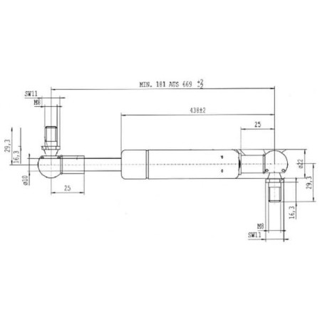 Sprężyna gazowa L669 mm 650N Stabilus