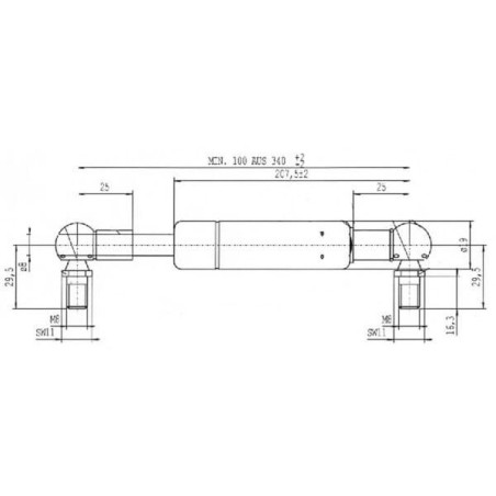 Sprężyna gazowa L340 mm 100N Stabilus