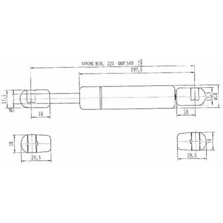 Sprężyna gazowa L549 mm 180N Stabilus