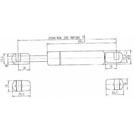 Sprężyna gazowa L486 mm 200N Stabilus