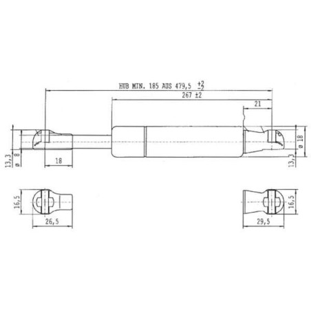 Sprężyna gazowa L479.5 mm 200N Stabilus