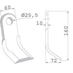 Nóż bijaka 60x160 mm Tortella