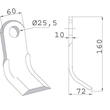 Nóż bijaka 60x160 mm Tortella