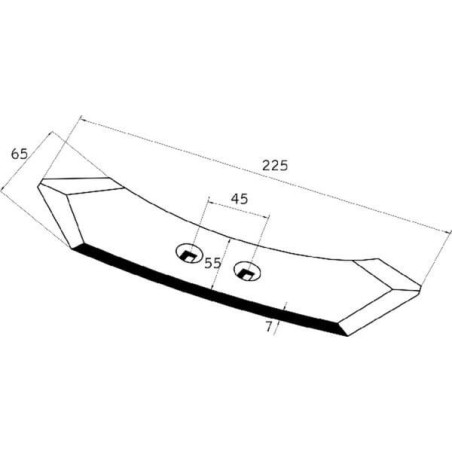 Redliczka 230x53x8 mm obracalna wygięta, 2-otw.