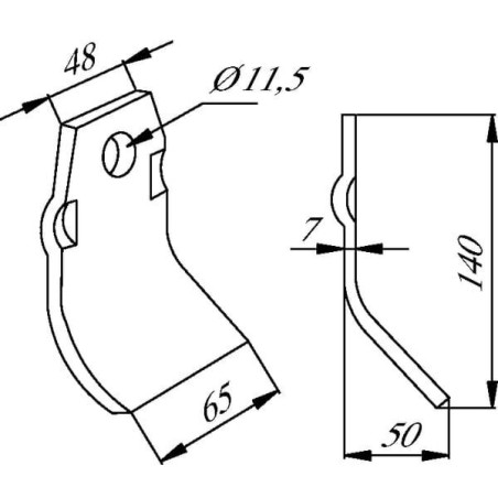 Nóż bijaka 65x140 mm Spragelse