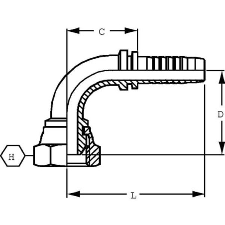Końcówka M14 6S 90°