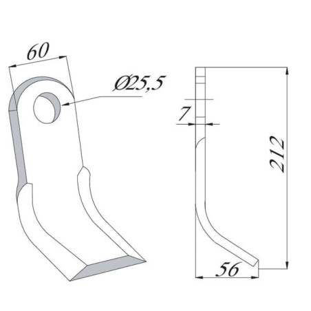 Nóż bijaka 60x212 mm Tierre