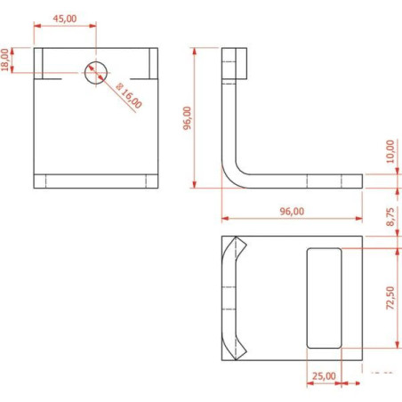 Uchwyt zęba 70x12mm, rama 60x60mm