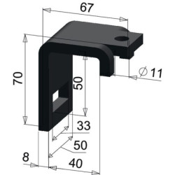 Uchwyt zęba 32x10mm, rama 40x40mm