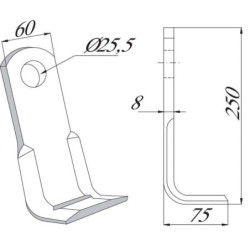 Nóż bijaka 60x250 mm pasuje do Ferri