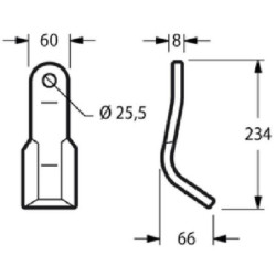 Nóż bijaka 60x8x234 mm uniwersalny pasuje do Ferri