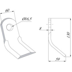 Nóż bijaka 60x130 mm Agricom