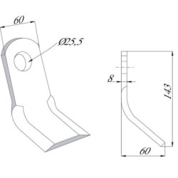 Nóż bijaka 60x143 mm pasuje do Ferri