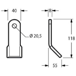 Nóż bijaka 40x118 mm pasuje do Agrimaster