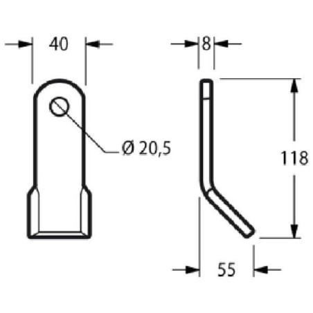 Nóż bijaka 40x118 mm pasuje do Agrimaster