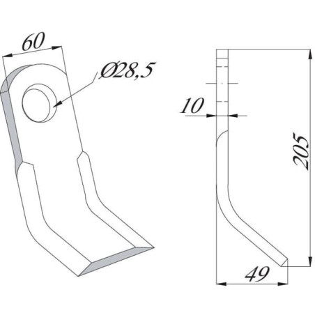 Nóż bijaka 60x205 mm Berti