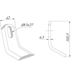 Nóż, prawy 42x103 mm duży Mott