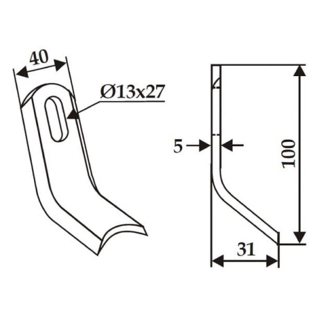 Nóż bijaka 40x100 mm Mulag