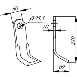 Nóż bijaka 60x210 mm Breviglier