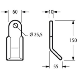 Nóż bijaka 60x150 mm pasuje do Agrimaster