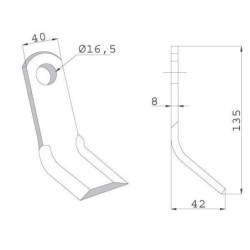 Nóż bijaka 40x130 mm Nobili