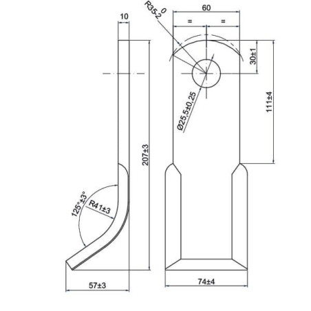 Nóż bijaka 60x204 mm Falc