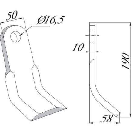 Nóż bijaka 50x198 mm Maletti