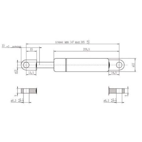 Sprężyna gazowa L385 mm 1150N Stabilus