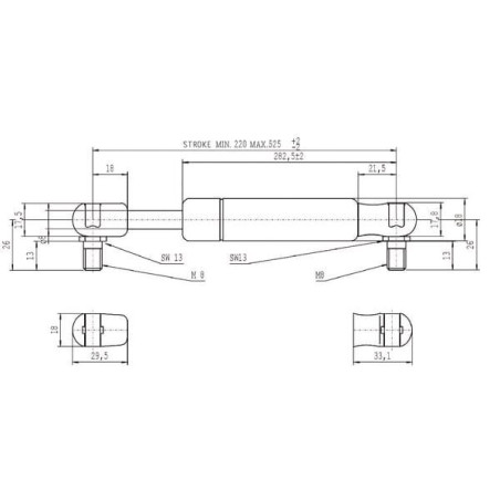 Sprężyna gazowa L525 mm 250N Stabilus