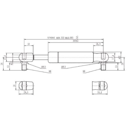 Sprężyna gazowa L685 mm 700N Stabilus