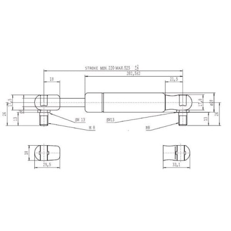 Sprężyna gazowa L525 mm 350N Stabilus