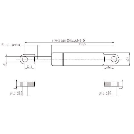 Sprężyna gazowa L500 mm 350N Stabilus