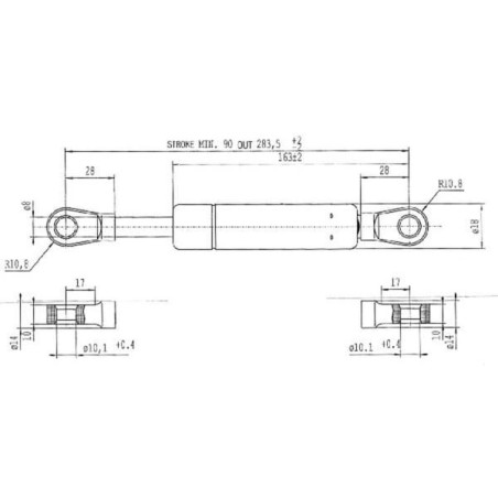 Sprężyna gazowa L283.5 mm 520N Stabilus