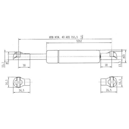 Sprężyna gazowa L155.5 mm 300N Stabilus