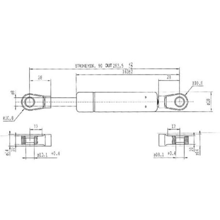 Sprężyna gazowa L283.5 mm 380N Stabilus