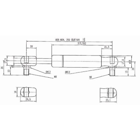 Sprężyna gazowa L586 mm 600N Stabilus