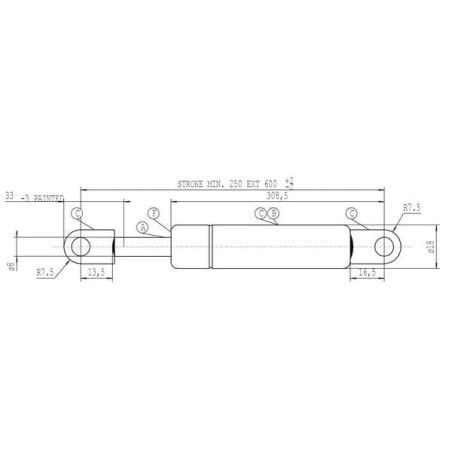 Sprężyna gazowa L600 mm 150N Stabilus