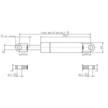 Sprężyna gazowa L585.5 mm 800N Stabilus