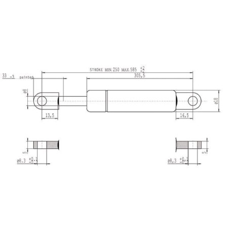 Sprężyna gazowa L585 mm 500N Stabilus