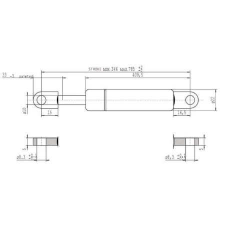 Sprężyna gazowa L785.5 mm 250N Stabilus