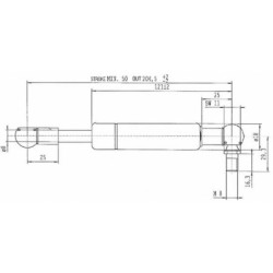 Sprężyna gazowa L204.5 mm 300N Stabilus