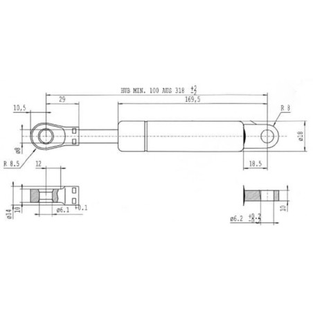 Sprężyna gazowa L318 mm 300N Stabilus