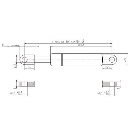 Sprężyna gazowa L785.5 mm 1150N Stabilus