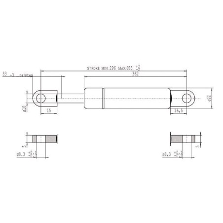 Sprężyna gazowa L685 mm 150N Stabilus