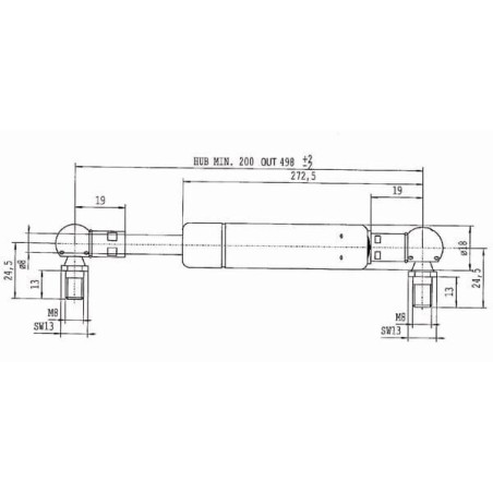 Sprężyna gazowa L498 mm 210N Stabilus