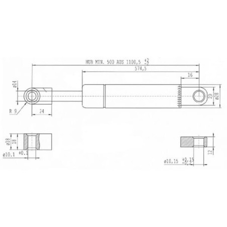 Sprężyna gazowa L1100.5 mm 1000N Stabilus