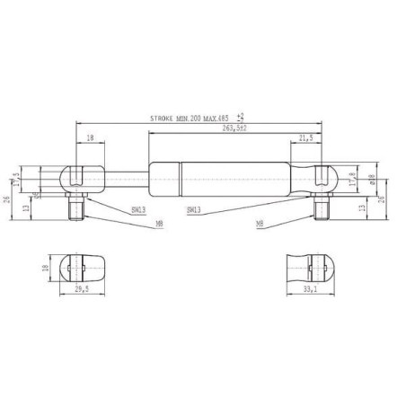 Sprężyna gazowa L485 mm 150N Stabilus