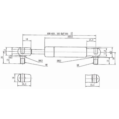 Sprężyna gazowa L685 mm 1150N Stabilus