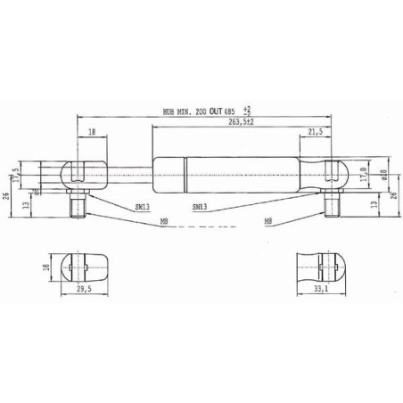 Sprężyna gazowa L485 mm 100N Stabilus